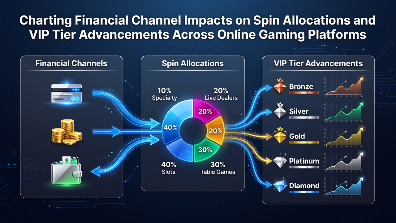 Diagram showing payment channels connecting to spin allocations and VIP tier progressions in online gaming platforms