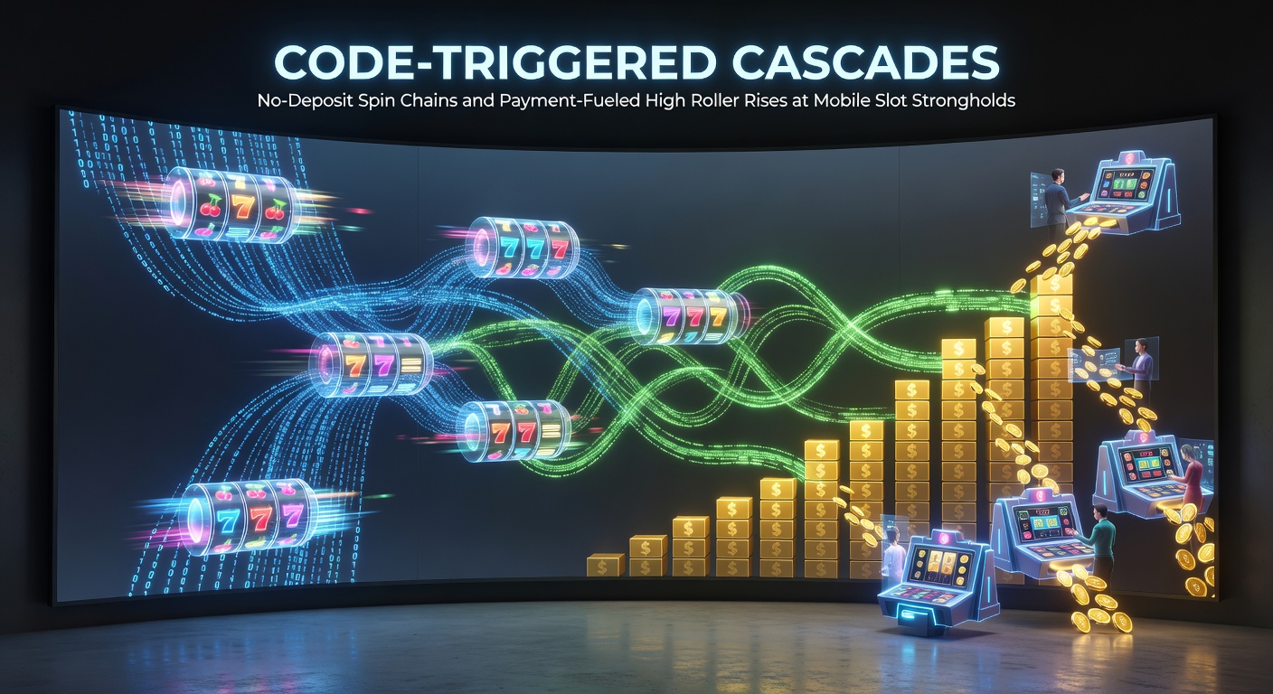 Vibrant mobile slot interface showing cascading spins and bonus chains triggered by promo codes