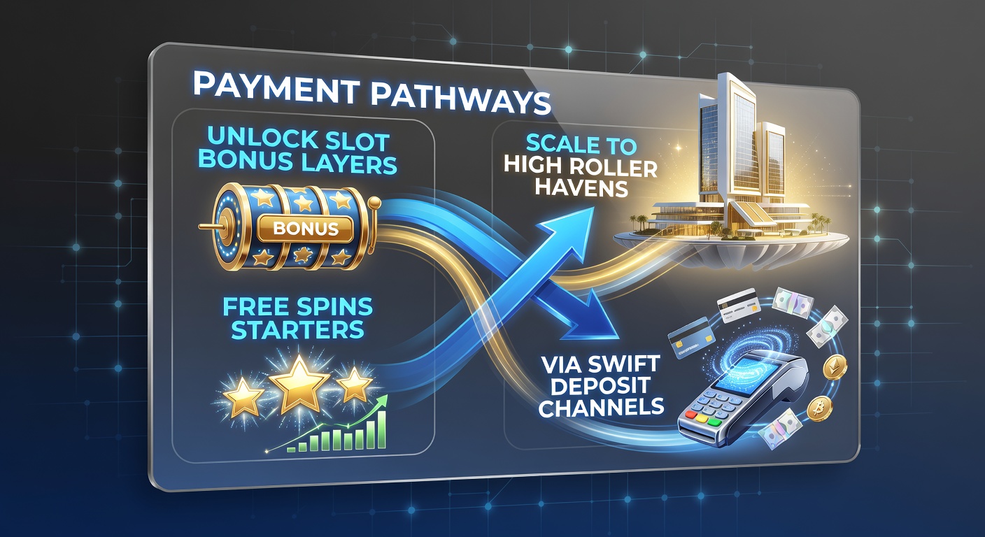 Vibrant slot machine reels spinning with glowing bonus symbols and swift payment icons overlayed, illustrating the connection between deposits and escalating rewards