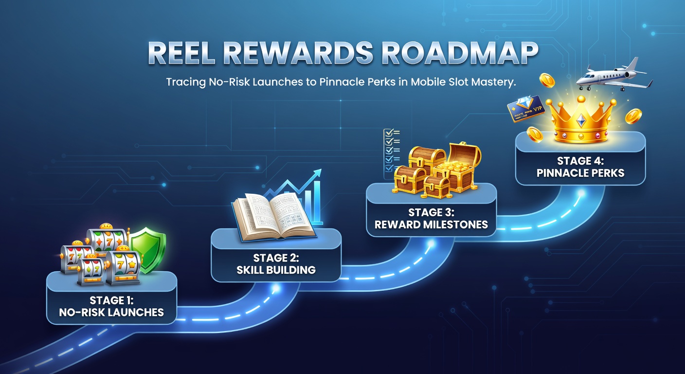 Vibrant mobile slot interface displaying a progression ladder from free spins to VIP diamond tiers, with glowing reels and reward icons cascading downward