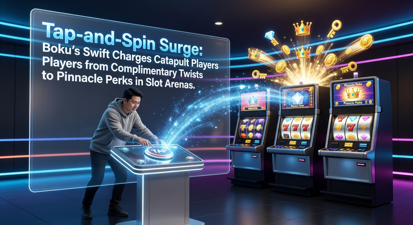 Vibrant slot machine reels spinning with Boku payment icons overlayed, illustrating quick mobile deposits fueling bonus climbs