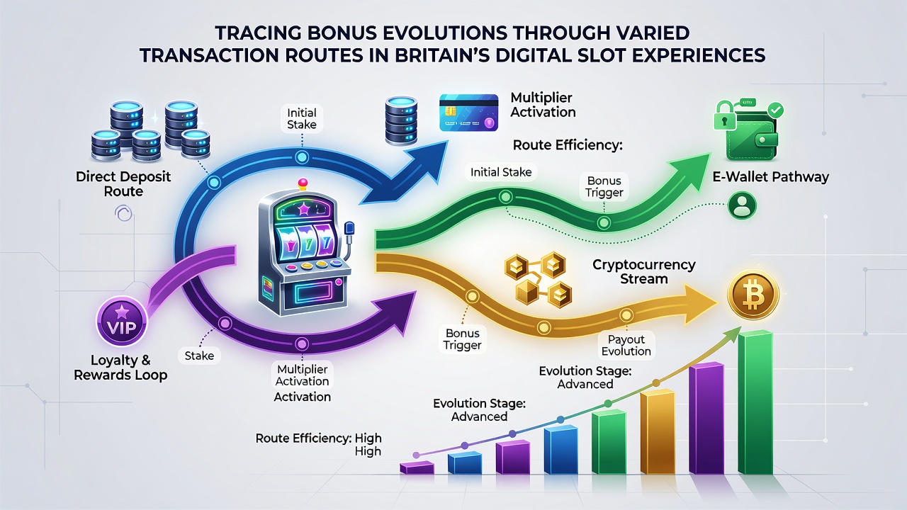 Diagram showing bonus progression linked to different transaction sequences in mobile slot environments