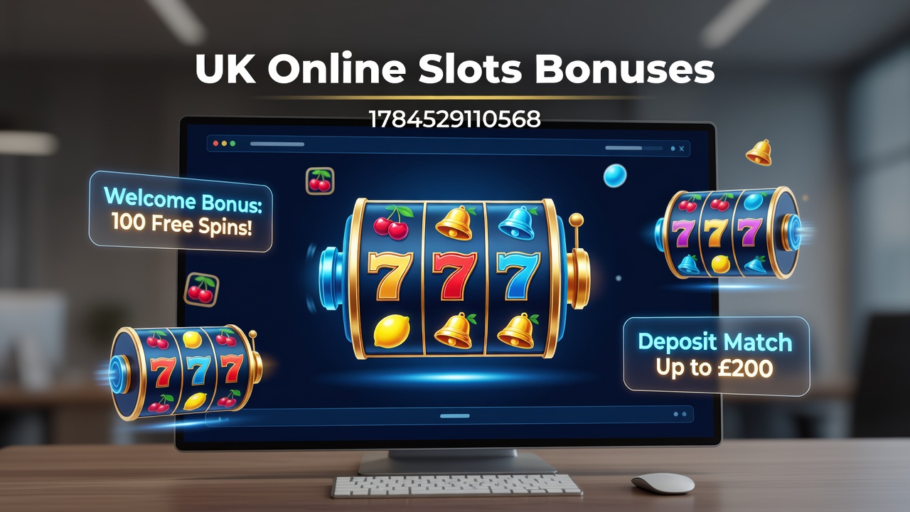 Overview of various UK online slot bonus structures and promotional offers displayed on a digital interface